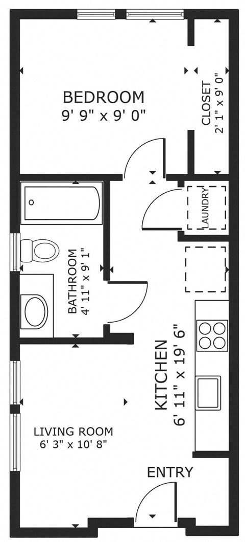 a floor plan of a small house with a living room and a dining room